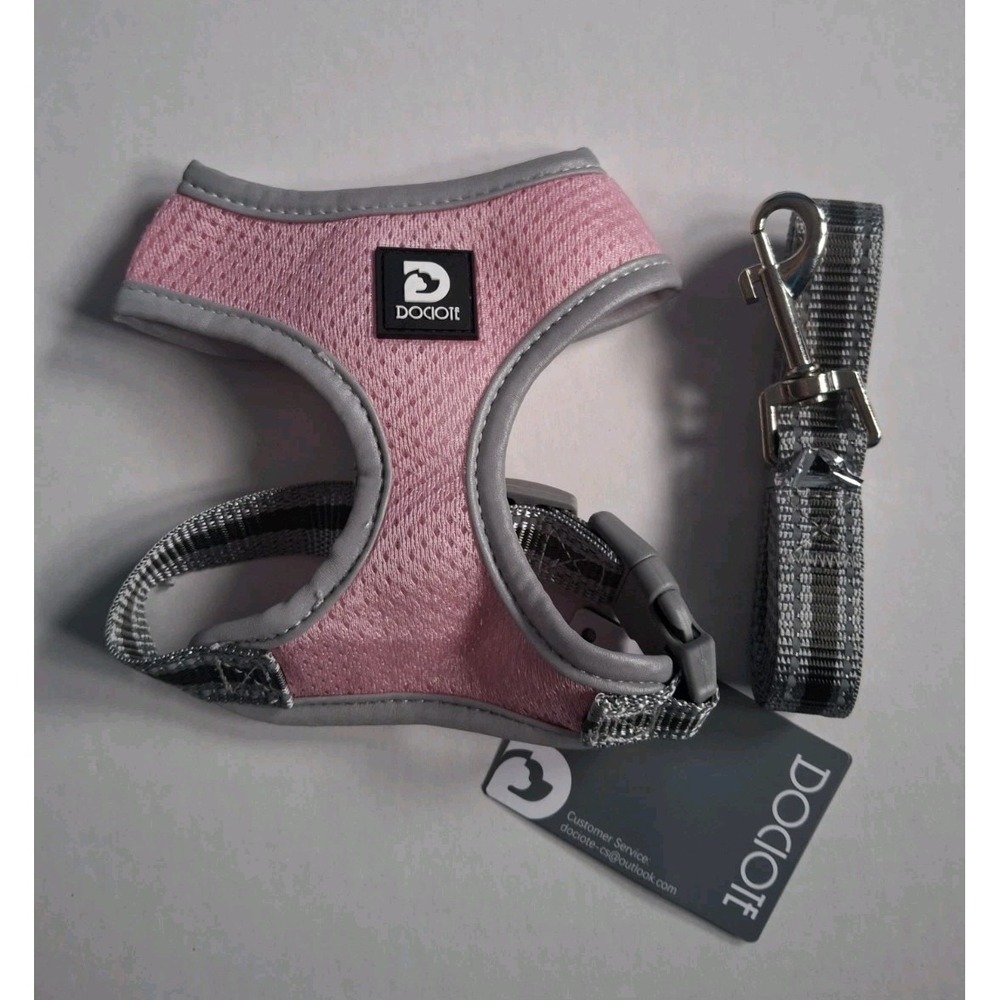 Dociote Pink‎ Soft Mesh Dog Harness Leash Reflective Adjustable Lightweight XS